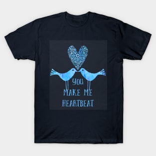 Heartbeat birds blue T-Shirt